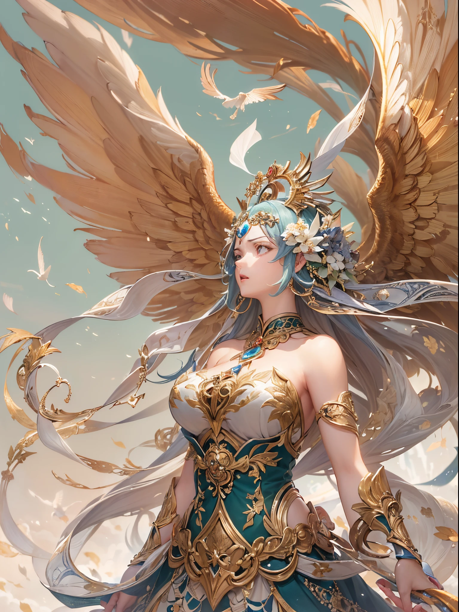 ((Finest quality)),(超A high resolution),(ultra-detailliert),(Meticulous portrayal),((Best Anime)),(Finest works of art),Ultra-Precision Art,The art of astounding depiction,Overwhelming depiction:1.5,Beautiful fantasy art with intricate and detailed details:1.3, (1人の女性:1.5),(Goddess of Victory:1.5),(raise your right arm high:1.4),(Serious gaze:1.3),war cry:1.3