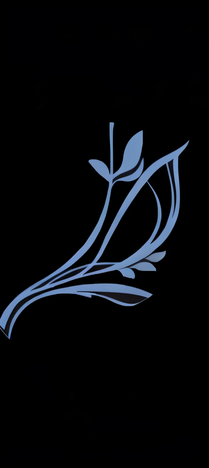 A blue flower on a black background, superior detail, exquisite curve, Beautifully decorated, blue-petals, Side photo, Stylized design, personal profile picture, decor, Finer details, Side view, Side view, Intricate art deco leaf design, sign without text, digitally drawn, simple stylization, silk thread