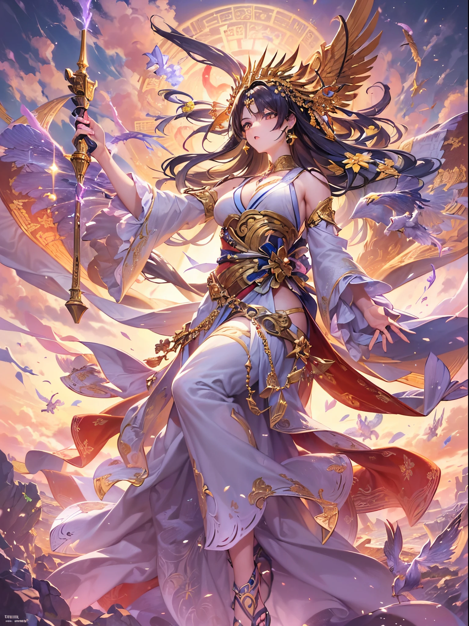 ((Finest quality)),(超A high resolution),(ultra-detailliert),(Meticulous portrayal),((Best Anime)),(Finest works of art),Ultra-Precision Art,The art of astounding depiction,Overwhelming depiction:1.5,Beautiful fantasy art with intricate and detailed details:1.3, (1人の女性:1.5),(Goddess of Victory:1.5),(raise your right arm high:1.4),(Serious gaze:1.3),war cry:1.3
