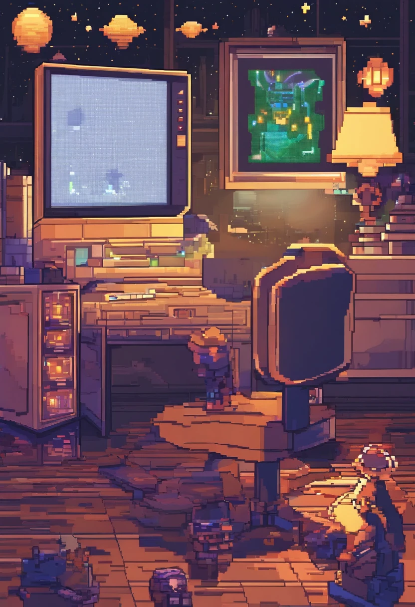 No human、Alerts earpads studding book computer in front of stars in ultra-realistic windows at night,8K,Ultra-high definition,Pixar style,High Definition,16:9
