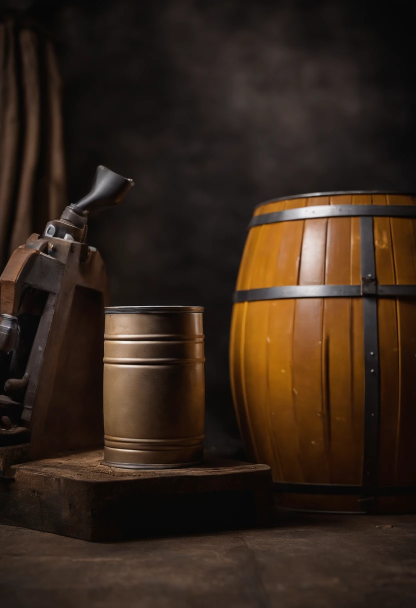A close-up shot of a barrel of oil being recycled and repurposed, with the barrel being transformed into furniture or other useful items, showcasing the potential for sustainability and creativity, creating a visually innovative and environmentally conscious image.