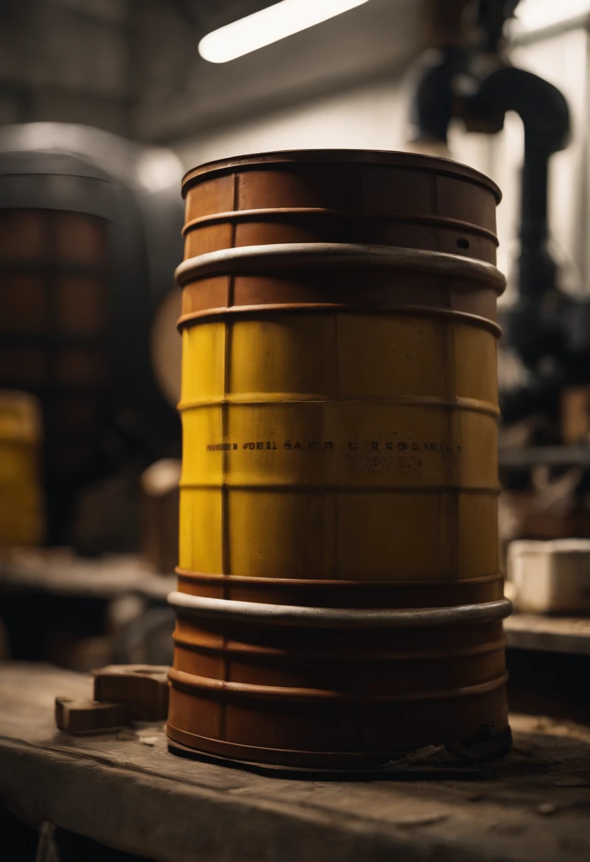 A close-up shot of a barrel of oil being recycled and repurposed, with the barrel being transformed into furniture or other useful items, showcasing the potential for sustainability and creativity, creating a visually innovative and environmentally conscious image.