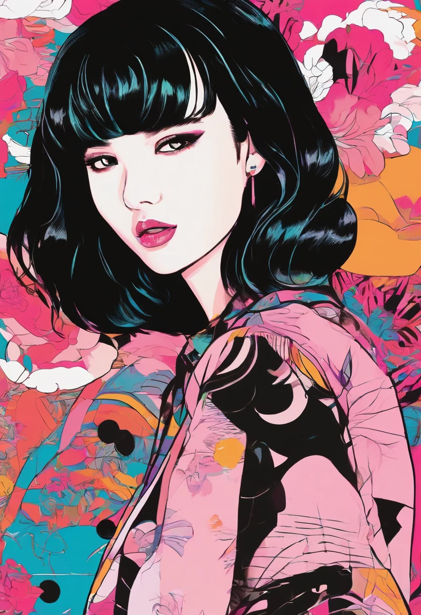 (CREATE A DESIGN) | ILLUSTRACTION ACTOR/MODEL : Jennie Kim Black Pink | VABE : korean vibe | DETAILED : By embracing raw, unfiltered aesthetics that defy traditional design norms, this unique style is often characterized by minimalism, bold typography, and unconventional layouts, drawing inspiration from diverse sources such as Oil Style, digital art, 1990s anime style, Black Hair Bob, Japan beautiful girl, and the vibrant energy of 18-year-olds.