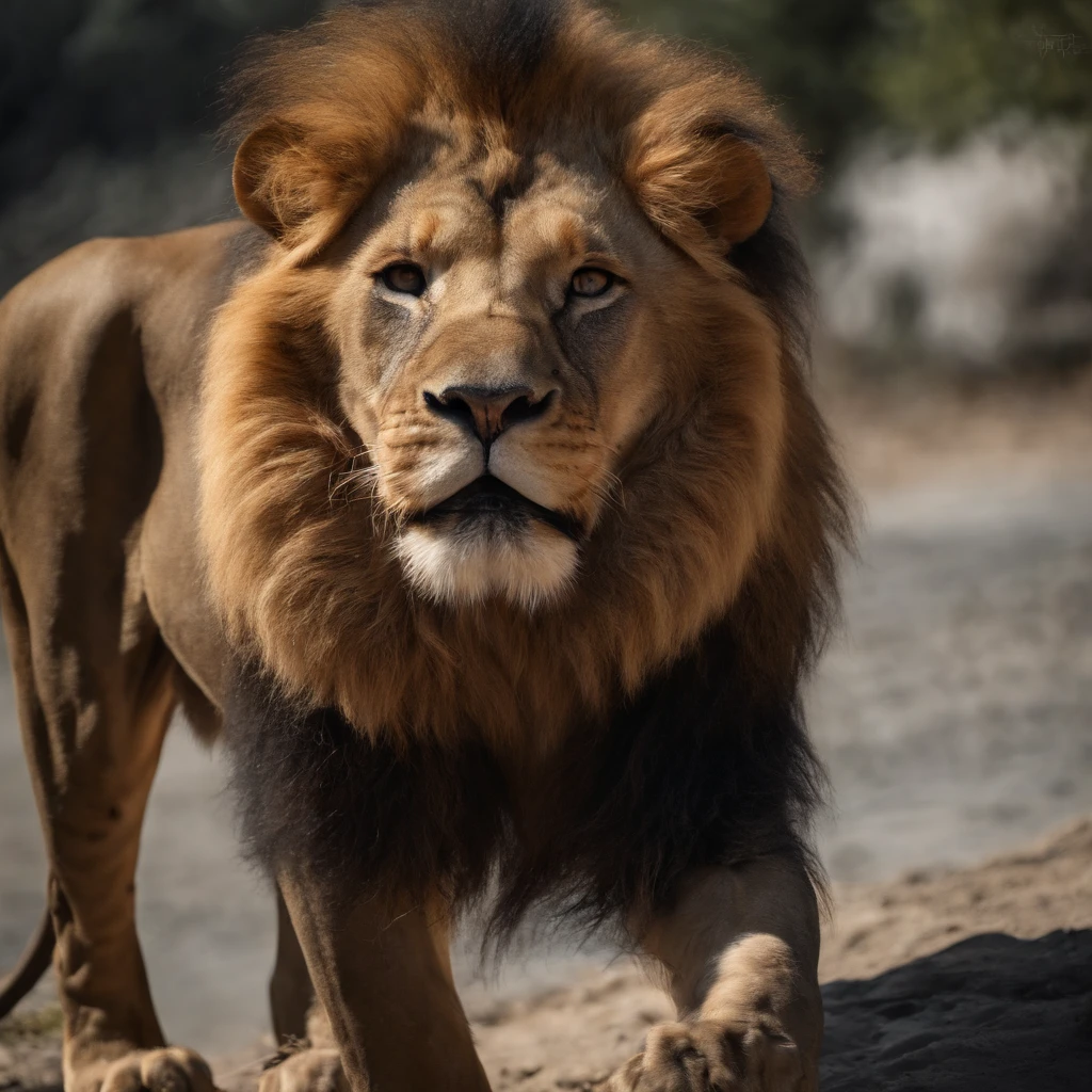 masuter piece、photos realistic、the Lion、red eyes