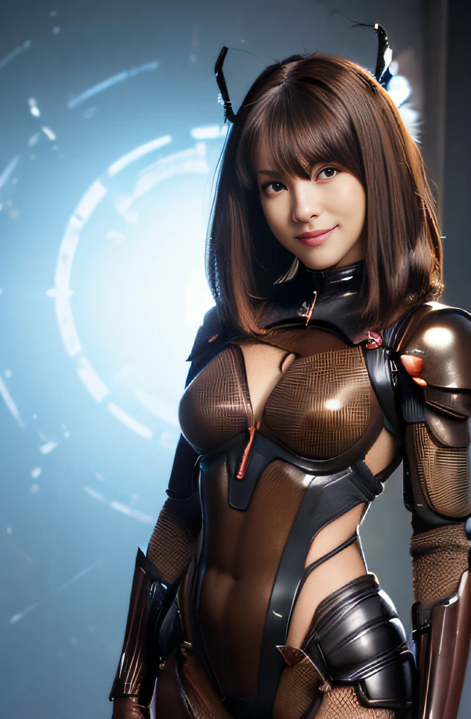 (High resolution,masterpiece,highest quality,Very detailed CG, anime, official art:1.4), realistic, photograph, amazing detail, everything is complicated, shiny and glossy,Amazing number of layers, 8K wallpaper, 3D, sketch, cute, figure,( alone:1.4), perfect female proportions,villain's daughter, (Fusion of dark brown cockroach and lady:1.4), (brown cockroach woman:1.2), (brown cockroach woman:1.2), (Fusion:1.2), (alone:1.4), (evil smile:1.2), muscular, abs, (Cockroach brown exoskeleton bio insect suit:1.4), (Cockroach brown exoskeleton bio insect armor:1.2), (brown transparent cockroach feathers:1.4), (Antennae of brown cockroaches:1.3),