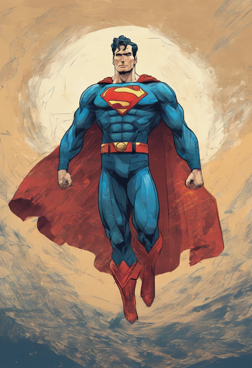 figure of superman, vincent van gogh stylized character, cartoon, highly detailed, 8k,