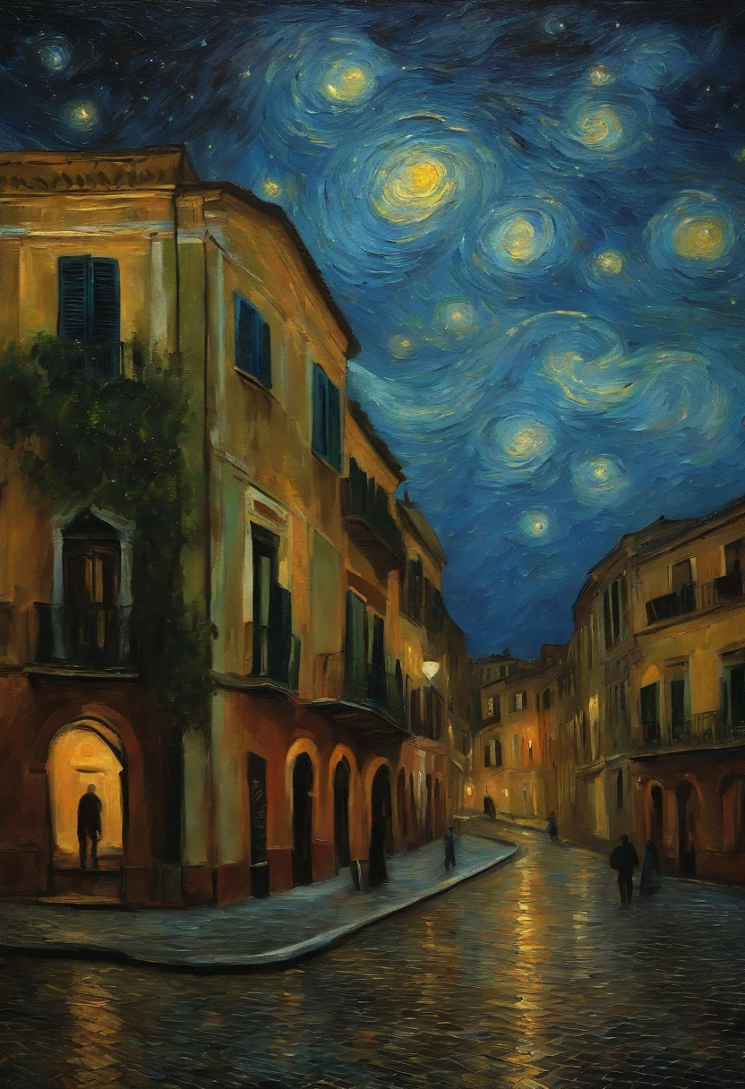 Van Gogh painted the starry sky naples，Dreamy
