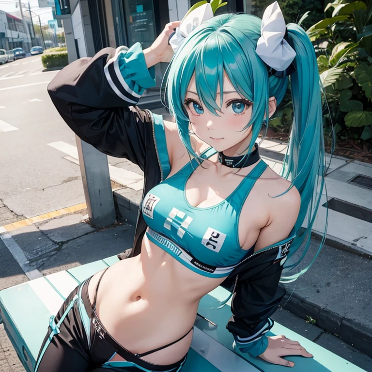 miku hatsune、marason、Racer Pants、１a person、Beautiful breasts