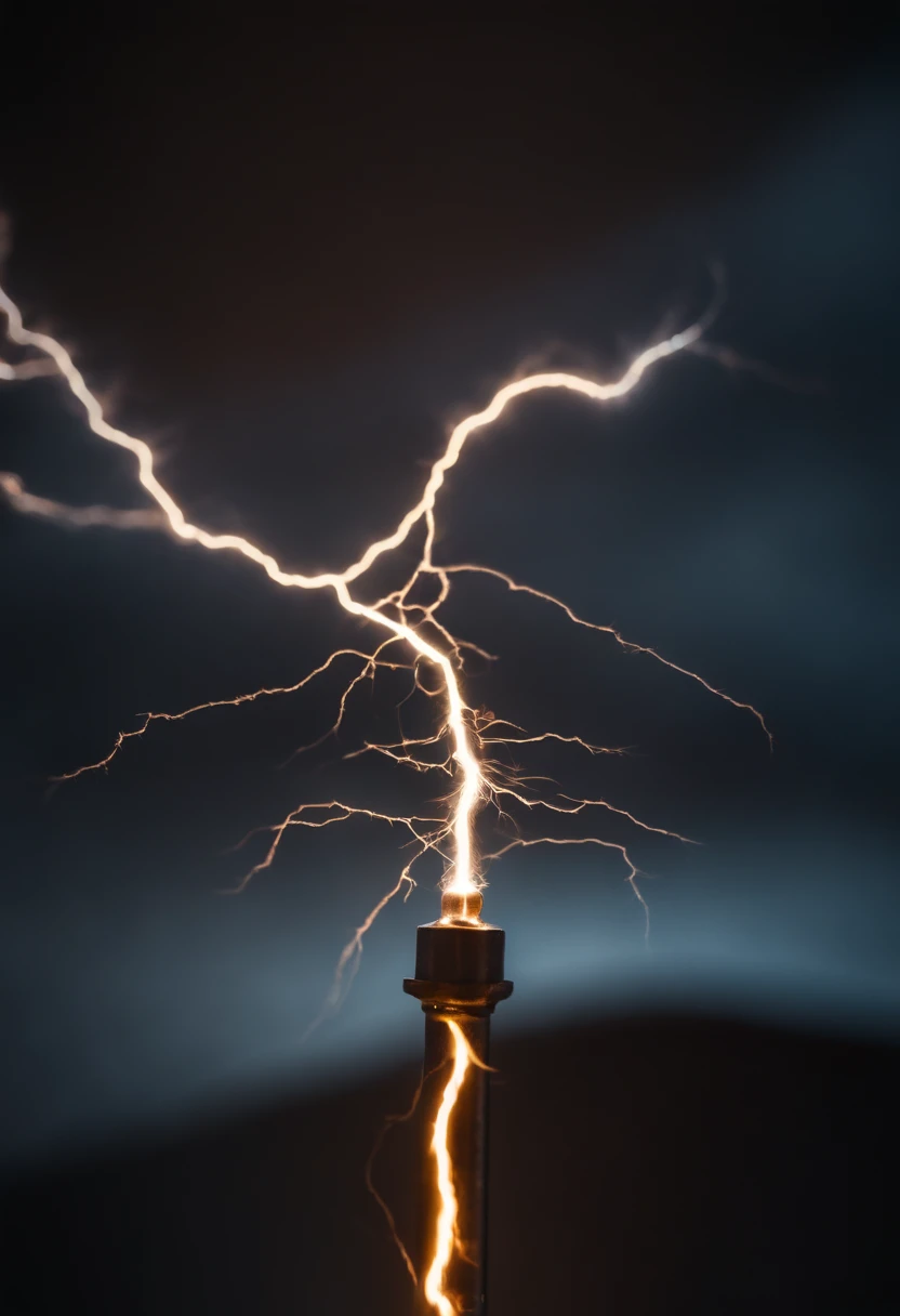 A close-up shot of a single electric bolt, with detailed and intricate patterns of electricity visible within the bolt, showcasing the raw power and beauty of electricity.