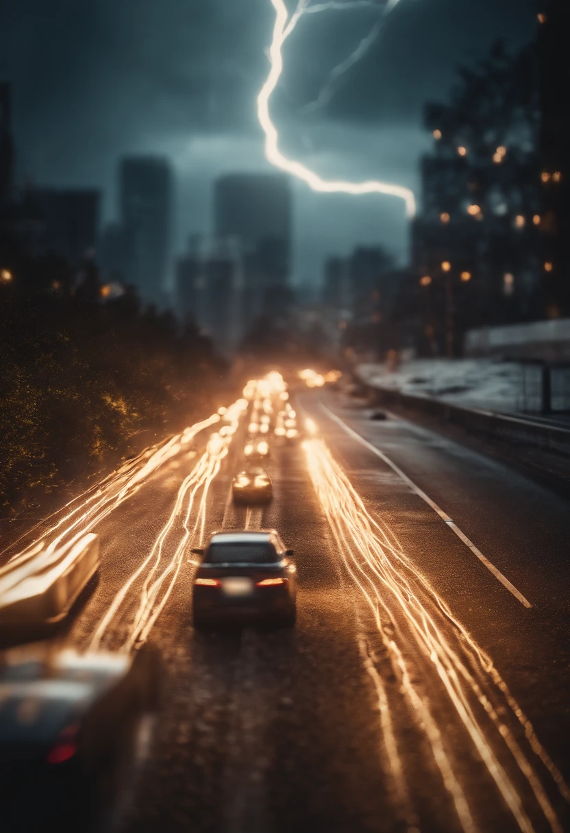 A high-resolution image of electric bolts moving in different directions across the background, creating a visually dynamic and energetic scene.