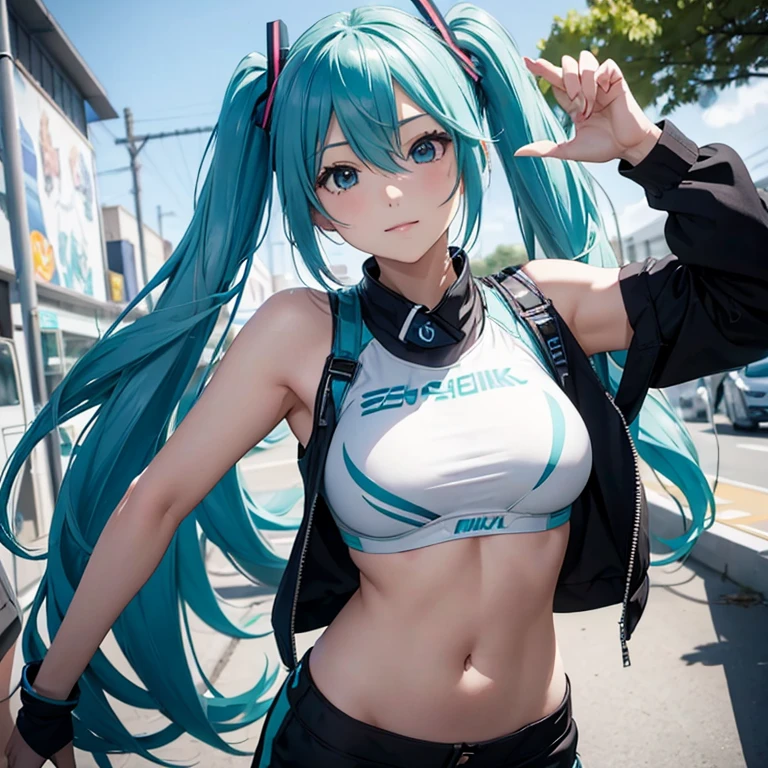 miku hatsune、marason、Racer Pants、1a person、Beautiful breasts
