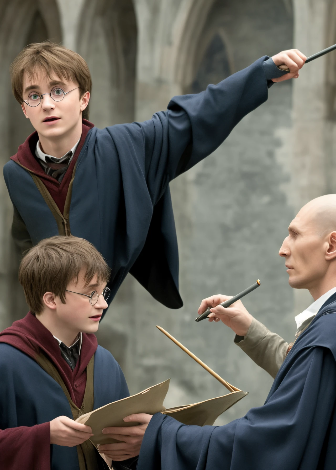Harry Potter und Voldemort als Metzger bei der Arbeit