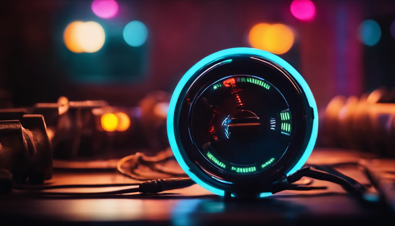 A high-resolution image of electric bolts illuminating the background in neon colors, creating a visually vibrant and futuristic scene.