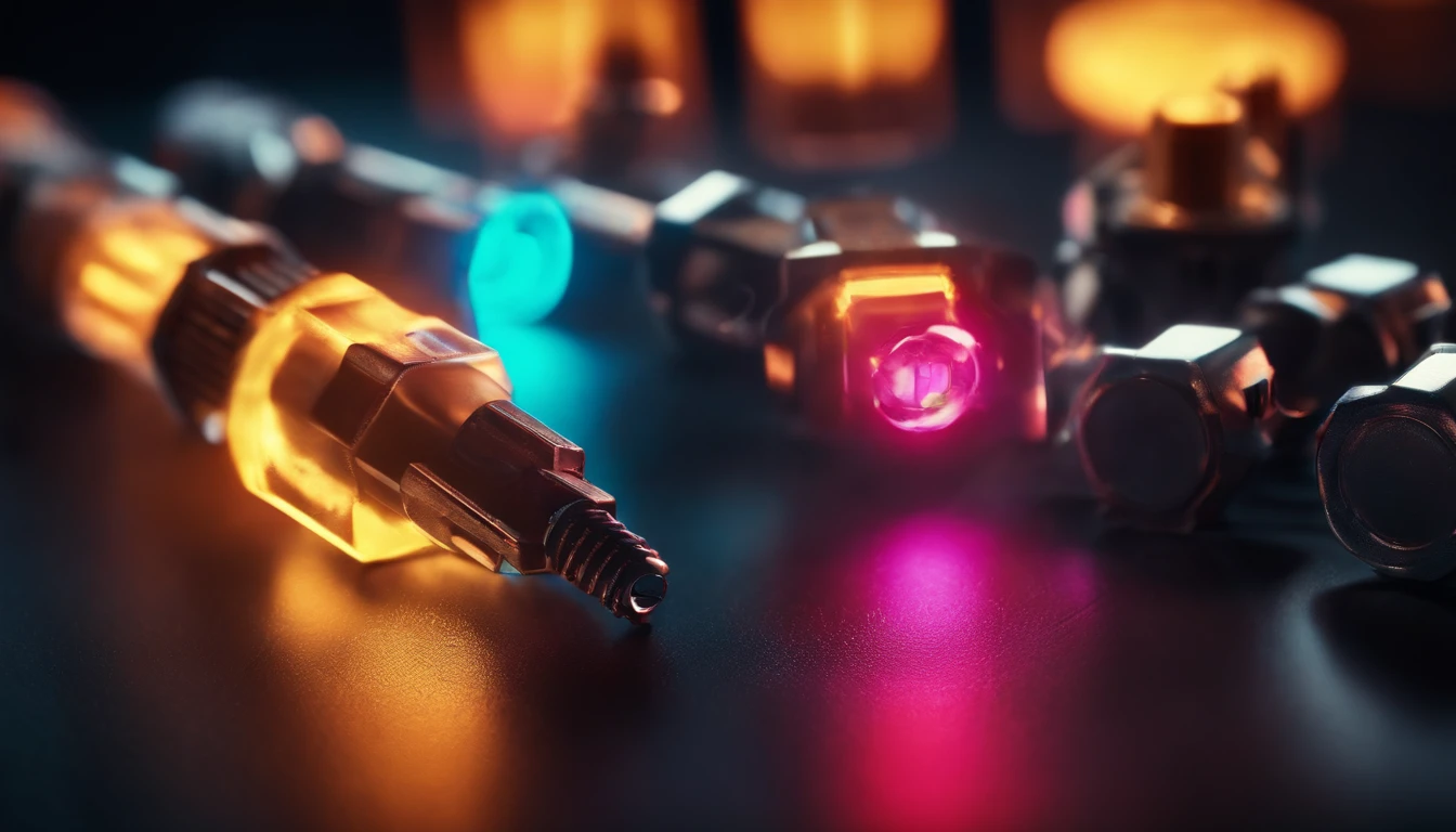 A high-resolution image of electric bolts illuminating the background in neon colors, creating a visually vibrant and futuristic scene.