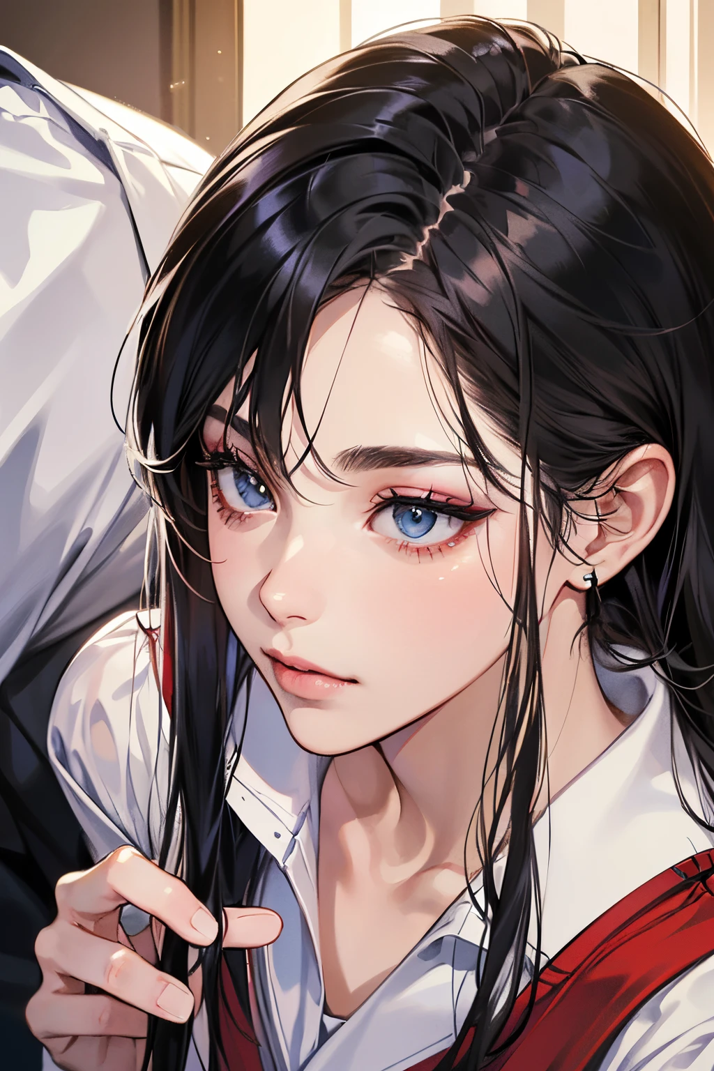 (masutepiece, Digital Art, Digital Illustration, 4K, 8K, Ultra-detailed, beautiful image, Sharp Image, Photorealistic, Raw photo, Perfect face, Perfect lines, Perfect eyes, Soft lighting) 1 woman, (Long Black Hair,straight haired,Bullish gaze,Beautie,Solid makeup,23 y-o woman,small tits:1.3),Secretary, Two handsome men in suits, (ember,Men in suits,well-muscled,Firm shoulder width,Adult male,Boyish hairstyle,English gentlemanly style,Man in his 30s with a cool expression,28-year-old man with bright smile:1.2),living room full of light、sofas、relaxing sofa、the kiss、kiss、a couple、couple kissing、Romance、ssex、have sex、Wet pubic area、insert 、Rape、Overflowing、Full body painting,(One Girl And One Man,Having sex:1.5),(ember,Adult male,Rubbing the girl's boobs:1.2),Cheek dyeing、gasping face、embarrassed、boredom、begging、Unhappy、Greedy expression,Wet pubic area、 xen、Open your crotch wide、Cowgirl、Fluttering chest、Wet shirt、a sailor suit、baggy cardigan、