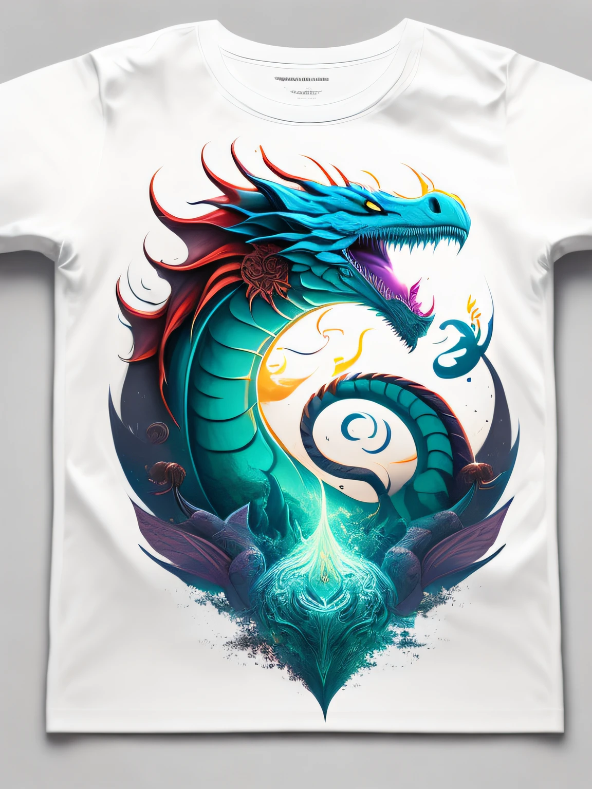 Dragoned, design de camiseta, rzminjourney, arte vetorial, fundo branco