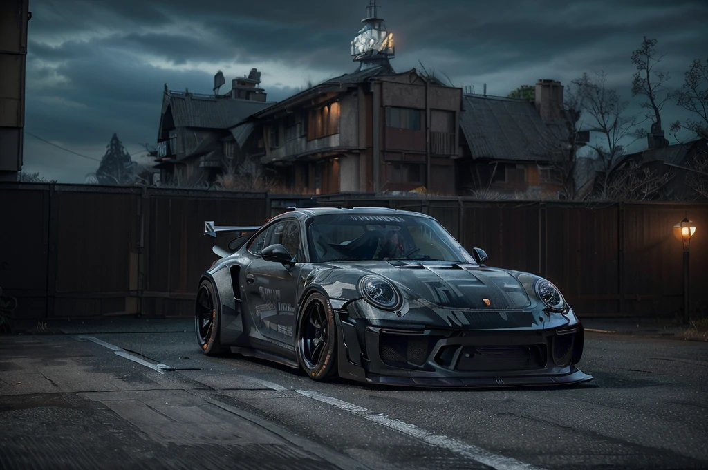 s)
(((Porsche 911 GT3 RSR track car)) reimagined in an ominous ((black and orange)) paintwork and trim, rear wing, ultra wide body kit, quad exhaust pipes, superior details, ((front facing shot)), this machine Will deliver power unlike any supercar, carbon fibre body kit, Wide Fender & Side Skirts, super charged and built for the track, ((insanely lowered suspension, front bumper splitters, 18inch ultra high performance tyres and race alloys)), highly detailed paintwork and livery, a vulgar display of power, cgsociety, trending on artstation, motor trend, ((LB Works and tech art.de collaboration)), CGI concept automotive art, 3ds max, corona renderer, high contrast colours with hints of cyberpunk and dark sci-fi mega structures in background, (((low light evening shot with dark post apocalyptic style skies)))adds to the sheer brutality and enhanced aerodynamic features, inspired by the racing game art forza Horizon 5 and gran turismo, visually captivating, parked high on top of the famous Nurburgring track, that captures the raw brutality of this sports car, unrivalled and unique, creatively overseen by Denis Villeneuve in Collaboration with Joseph Kosinski and George miller, 4k, subsurface scattering, ray tracing, depth of field, moody and atmospheric, directional lighting, ((masterpiece))