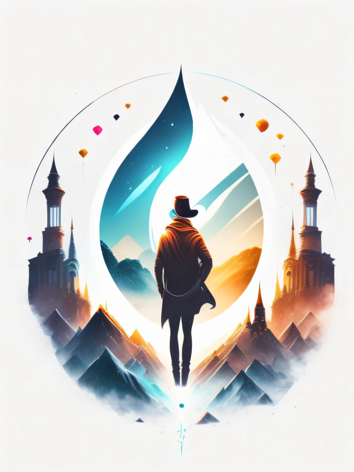 mistico, magia, design de camiseta, rzminjourney, arte vetorial, fundo branco