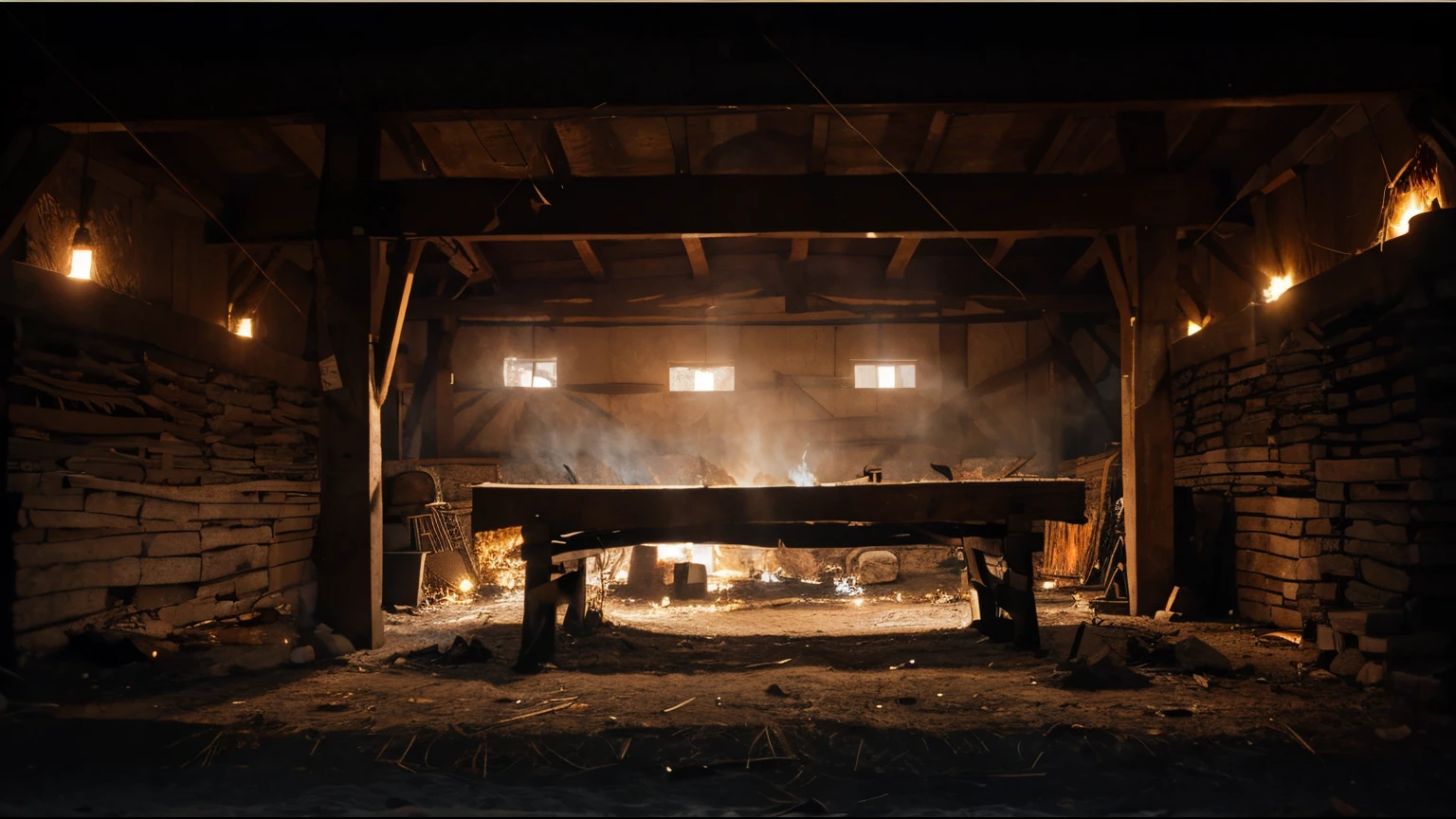Banner background with light that is burning in a stable