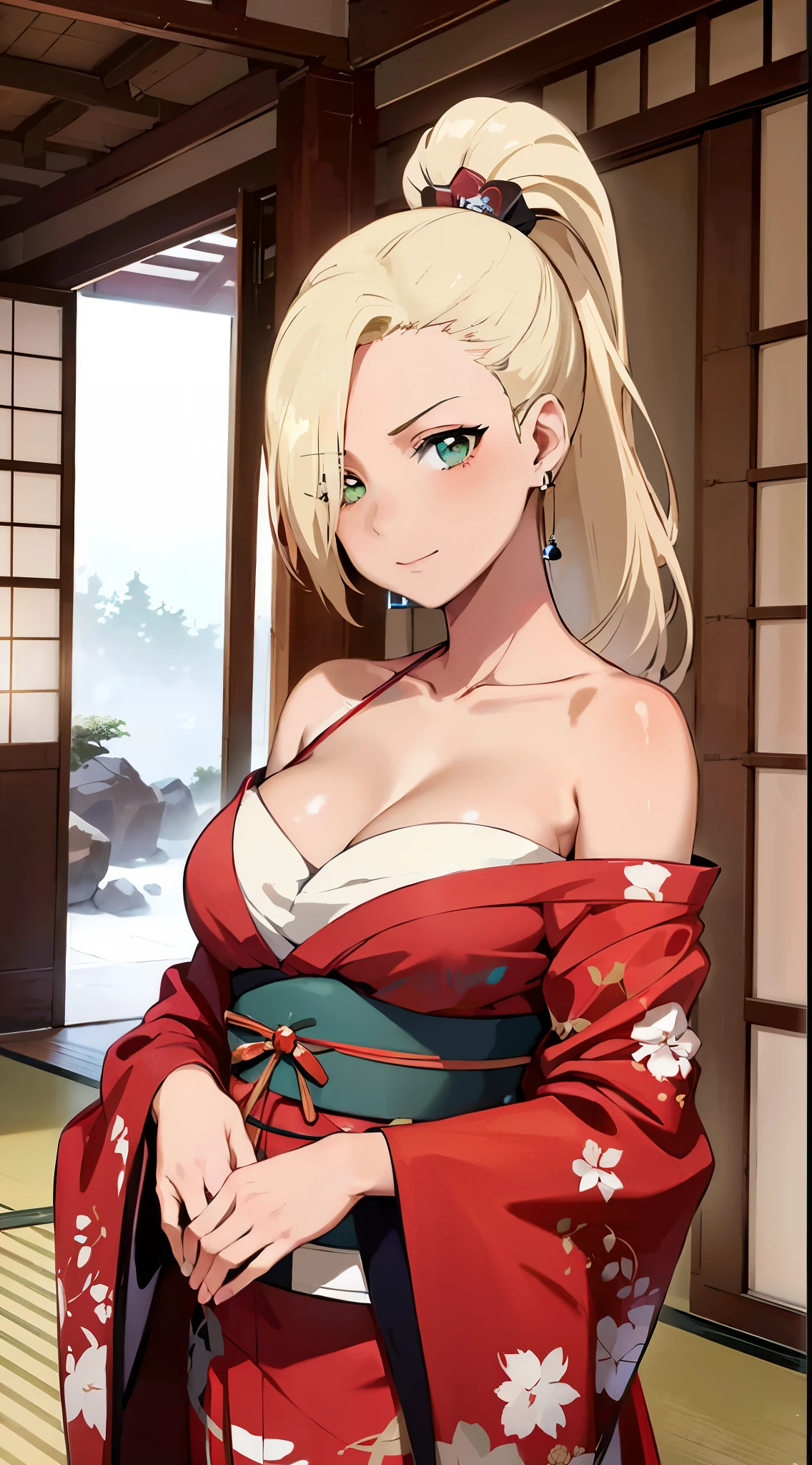 Anime girl in kimono posing in room with window, ****** anime sedutora, anime woman, in a kimono, seductive beautiful anime woman, emkimono, beautiful anime woman, Tsunade, Naruto, Female anime characters, attractive anime girls, animemanga girl, anime grandma, An anime girl, Blonde long hair anime girl, Inspired by Nishikawa Yunobu