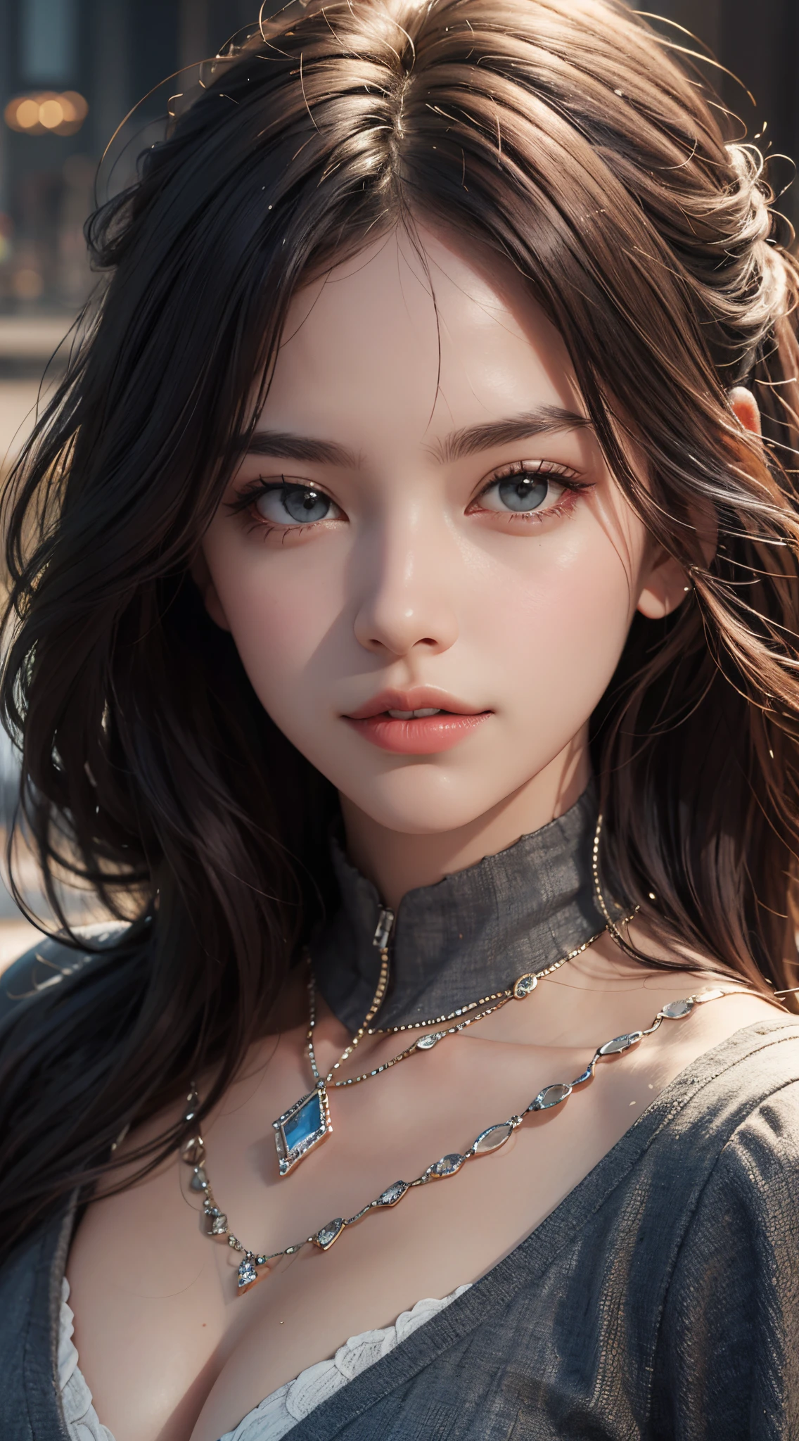 (UHD, retina, masterpiece, accurate, anatomically correct, textured skin, super detail, high details, high quality, best quality, high res, 1080P, HD, 4K, 8k, 16k), (beautiful detailed eyes, beautiful detailed lips, extremely detailed eyes and face), soft lighting, physically-based rendering, vivid colors, (large breasts:1.5), (portrait, shiny hair, shiny skin), eye reflection, (bokeh, moonlight:1.5),