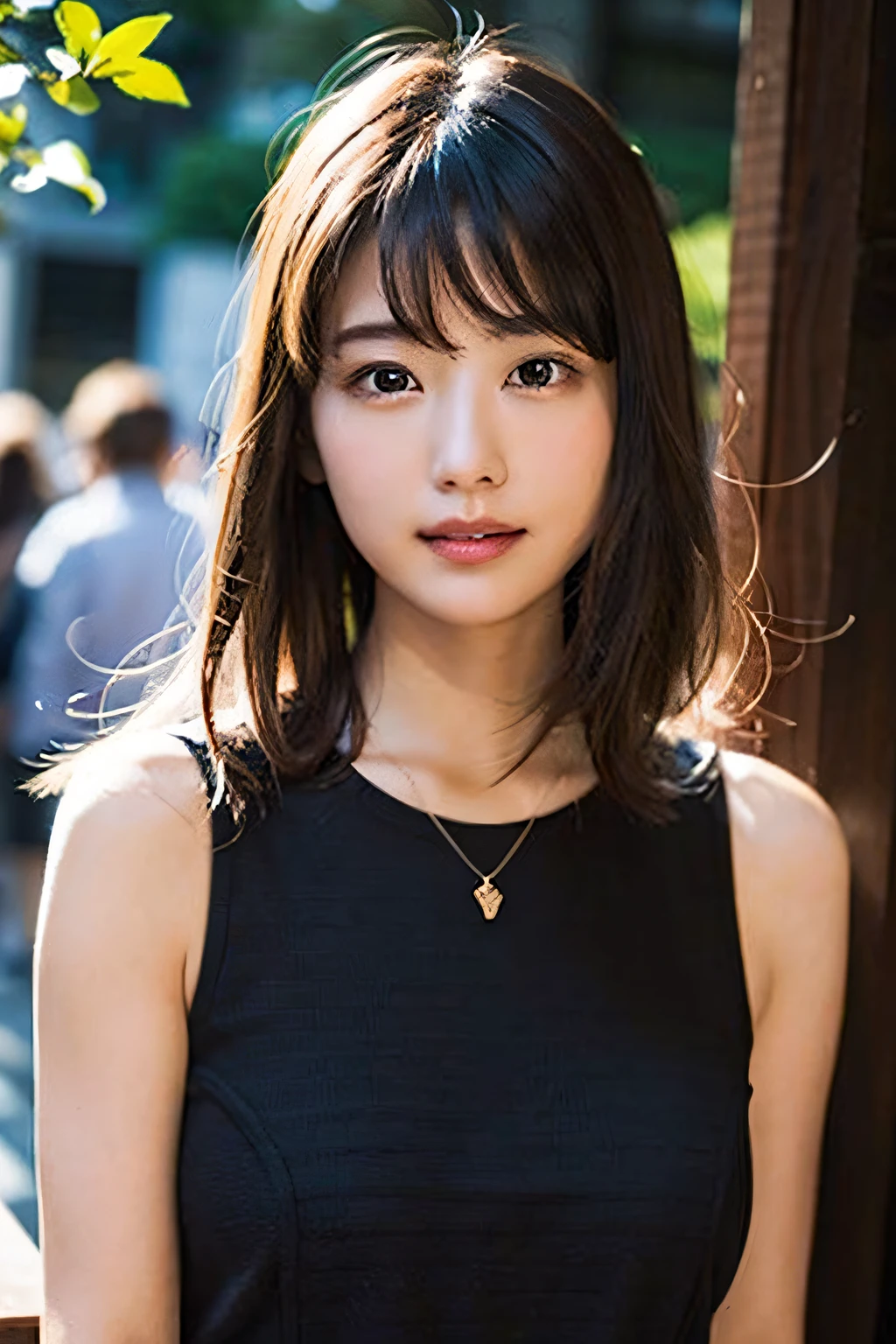 (8K、Raw photography、top-quality、masterpiece:1.2)、(realisitic、Photorealsitic:1.37)、ultra-detailliert、超A high resolution、1人、see the beholder、beautifull detailed face、A smile、Constriction、Comfortable clothing、Beautiful detailed skin、Skin Texture、Floating hair、Professional Lighting、clear stream、Square glasses with black rimming、Whole human body、Brown hair