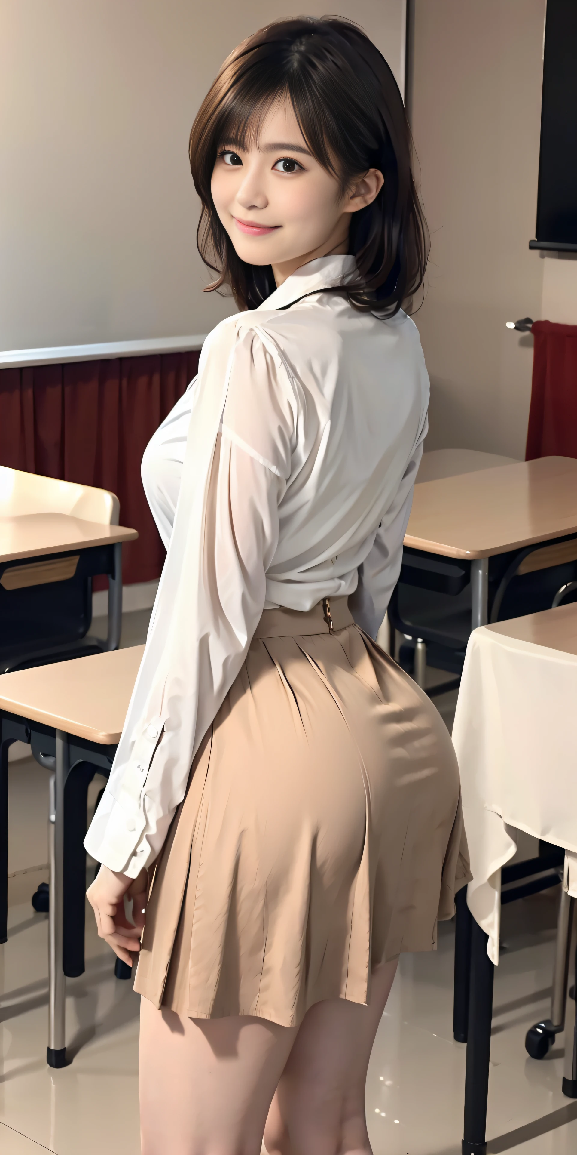 Ultra-realistic, 4k, 1girl, , cute face, pretty face, cute eyes, skinny body, fat ass, beige hijab, long beige skirt, tight long sleeve white shirt, white sneakers, crying, both hands on ass, very sweaty, in dirty classroom, near the desk, dirty skirt, dirty chair, dirty clothes, sweaty clothes, (((make the whole image filthy and dirty))), (((some mud dripping from long skirt))), stinky atmosphere, filthy atmosphere, mud on long skirt, disgusting long skirt, (((extreme amount of mud on crotch))),