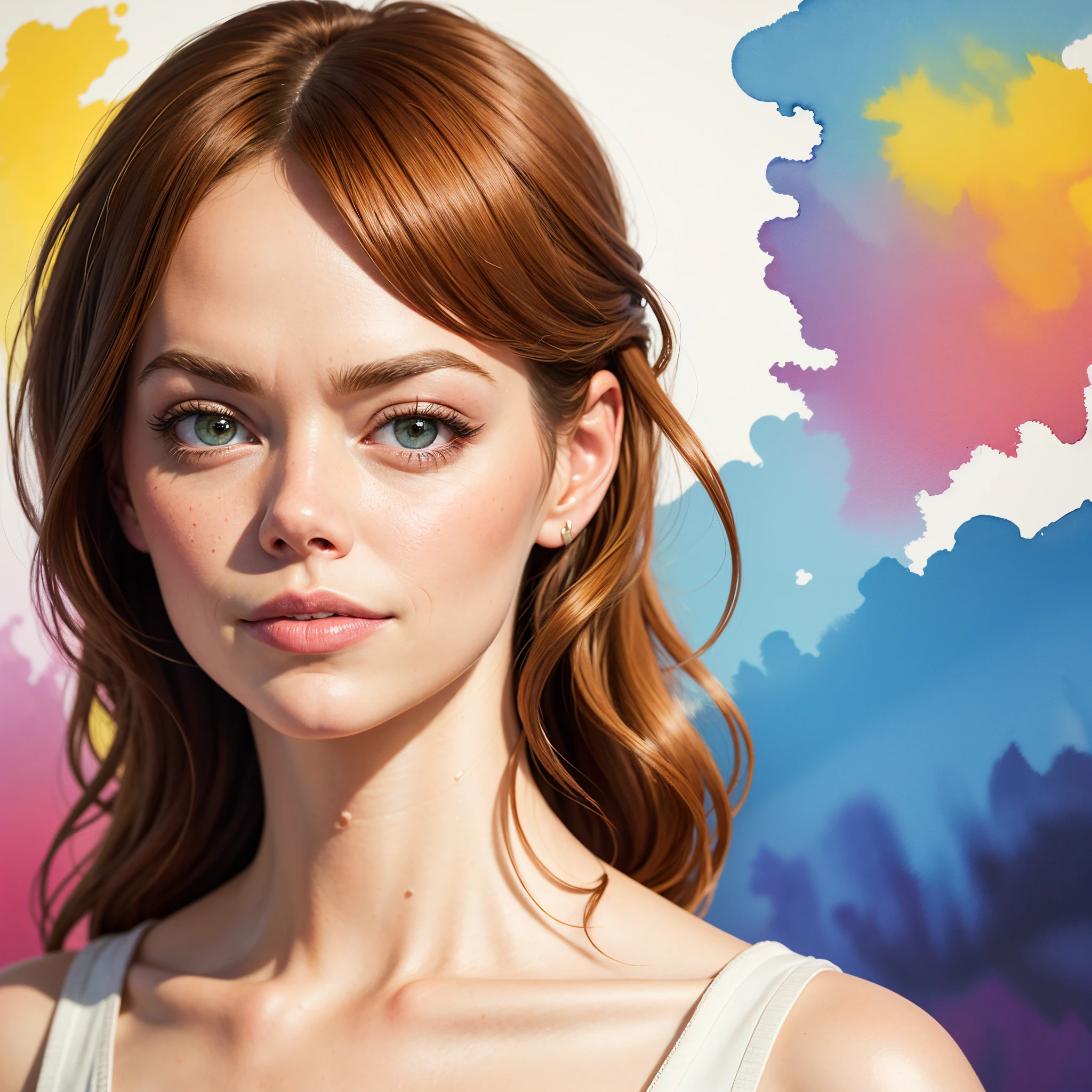 Emma stone,Watercolor,Art,