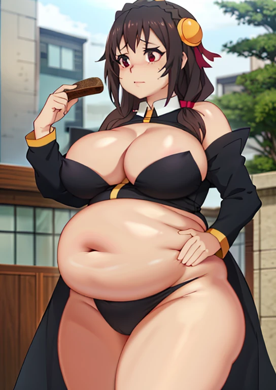 ery fat, large belly, big fat belly, fat belly, fat belly, huge, fat thighs, big stomach, overweight, thicc, chubby, chubby belly, shocked, fat, huge belly, obese, YunYun, Yunyun konosuba