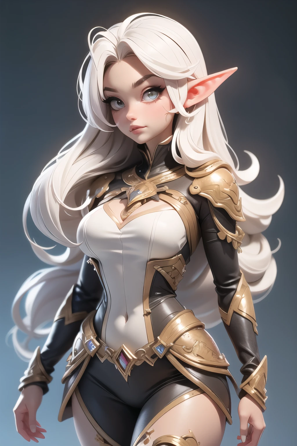 ((best quality)), ((masterpiece)), (detailed), long platinum hair ;  perfect anatomy 1 girl ; solo curvy ((muscular)) high elf toned body