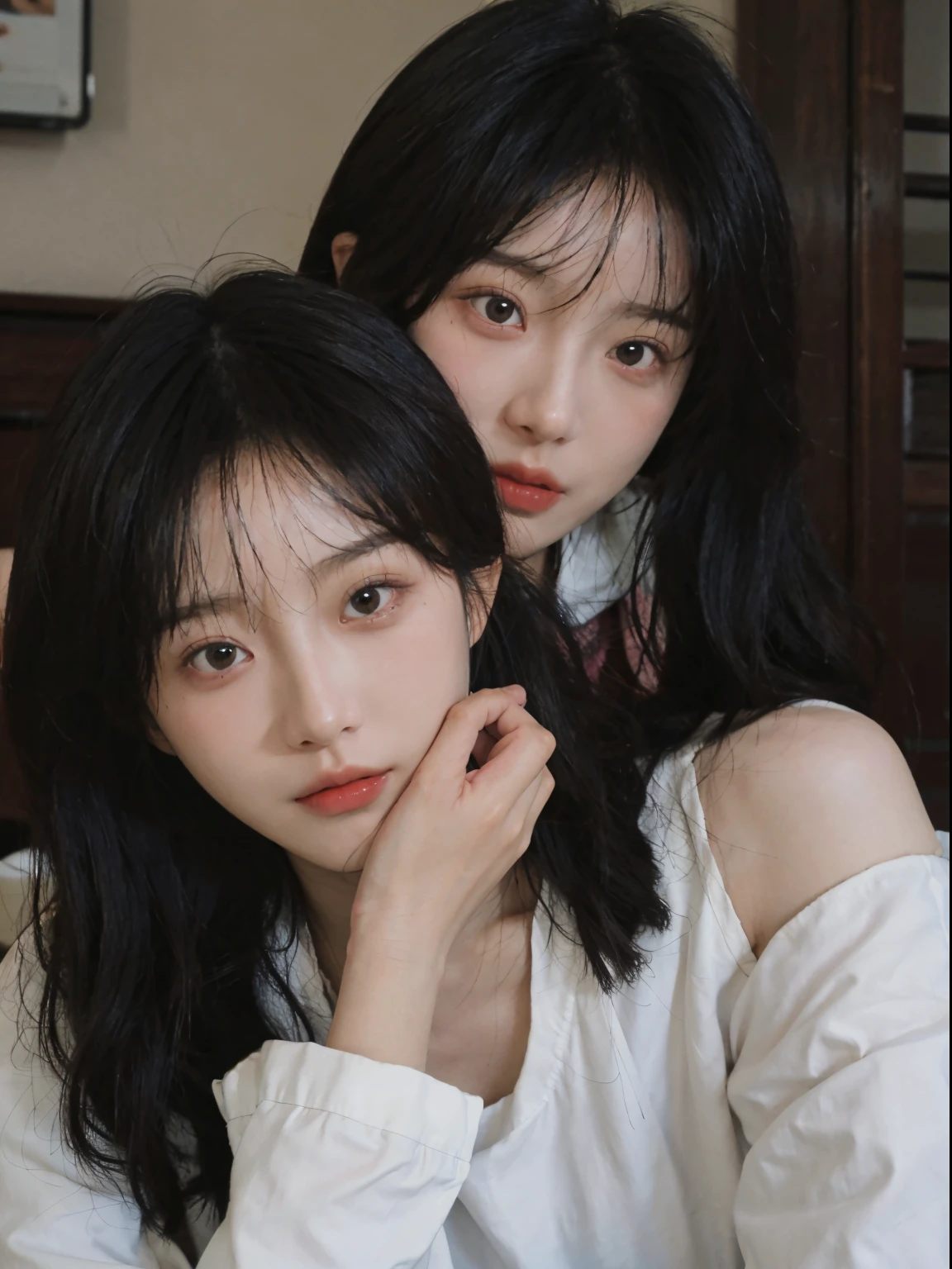 Best quality at best, 超高分辨率, (realistically:1.4),A woman in a white top poses for a photo, 🤤 girl portrait, beautiful Korean women, gorgeous young korean woman, Korean girls, Urzans, Young and cute Korean face, Cute and delicate face, Those girls' The avatar is cute and exquisite, beautiful young korean woman, young and lovely Asian face, Pale round face, Cute Korean face, Beautiful Asian Girls