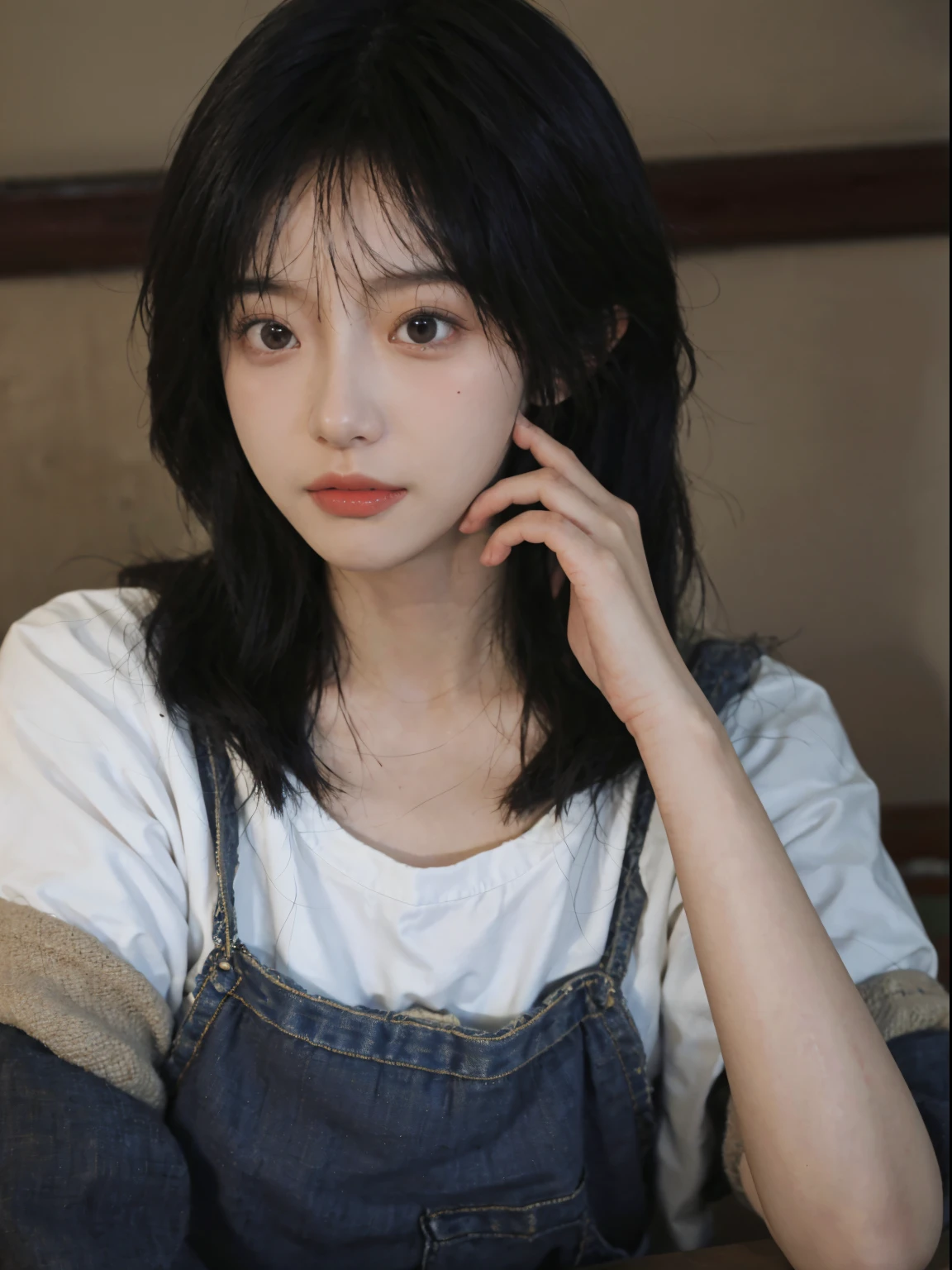Best quality at best, 超高分辨率, (realistically:1.4),A woman in a white top poses for a photo, 🤤 girl portrait, beautiful Korean women, gorgeous young korean woman, Korean girls, Urzans, Young and cute Korean face, Cute and delicate face, Those girls' The avatar is cute and exquisite, beautiful young korean woman, young and lovely Asian face, Pale round face, Cute Korean face, Beautiful Asian Girls