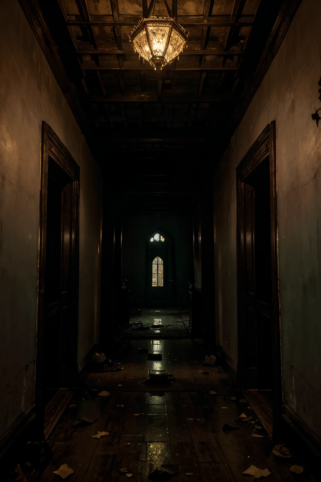(a haunted,1890 model,Asian style abounded palace),oil painting,dark and mysterious atmosphere,weathered walls,overgrown vines,dusty corridors,cracked windows,creepy statues,hidden secrets,ghostly figures,withered furniture,dimly lit rooms,shadows and reflections,hauntingly beautiful,ancient curse,echoing whispers,haunting melodies,moonlight streaming through the broken ceiling,hauntingly elegant,richly decorated,ominous presence,misted air,crimson sunset,ethereal aura,haunted memories,mysterious past,whispering winds,nostalgic atmosphere,forgotten tales of love and tragedy,dark magic,hauntingly melancholic,enchanted bygone era,lament-filled hallways,haunted paintings,lingering spirits,spectral apparitions,forlorn beauty,haunting silence.