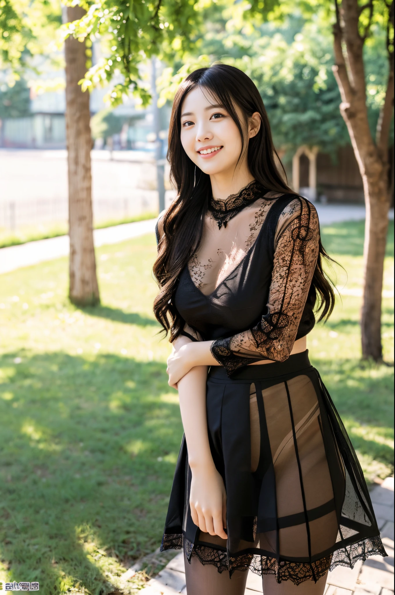 (photorealistic:1.4) and (Realistic:1.4) and (Detailed Skin Textures and detailed skin pores) and high skin detail,a photo of a 18 year old chinese woman named xiaoyu01 and (Wearing beautiful detailed Hanfu) and (Wavy:1.25) and black hair BREAK and long hair detailed facial features and detailed face and black eyes,Beautiful eyelashes,detailed eyes,(look back),<lyco:XiaoYu01V1:0.65>,(from back:1.2),Smile and perfect teeth,forest, trees, pond, outdoor background,day,studio light