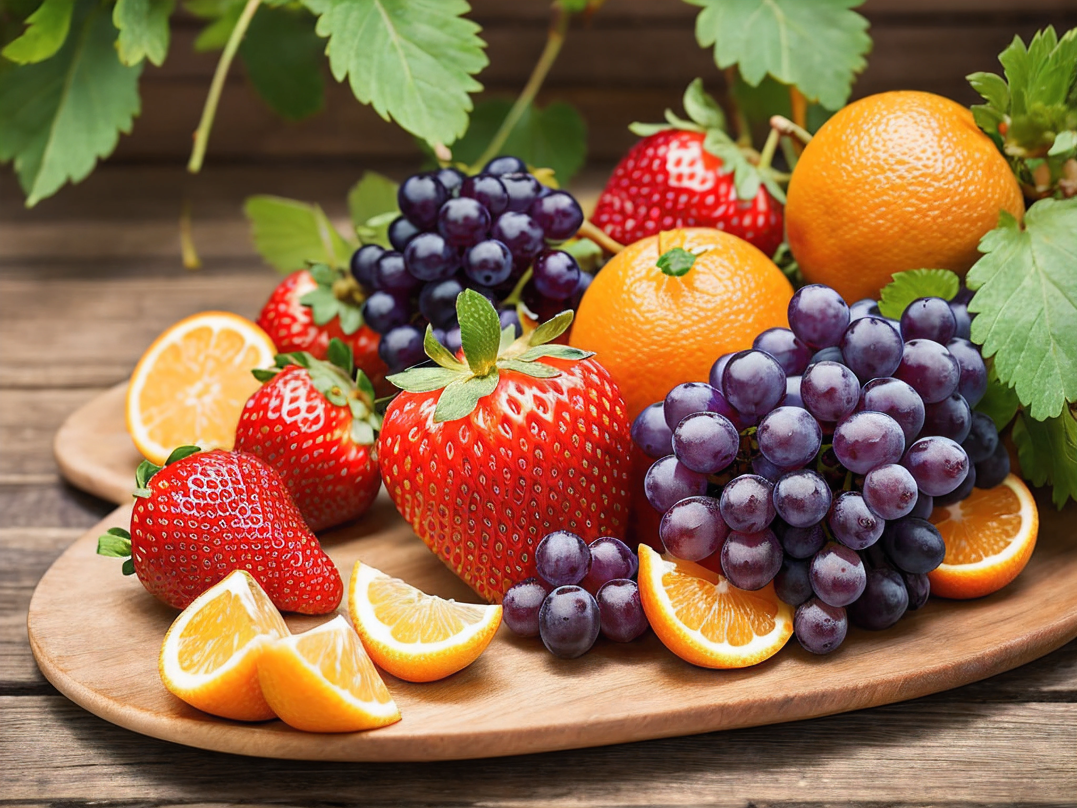 Trio Fruits, Grape & Strawberry & Orange Fruits, Grape Fruits, Strawberry Fruits, Orange Fruits,