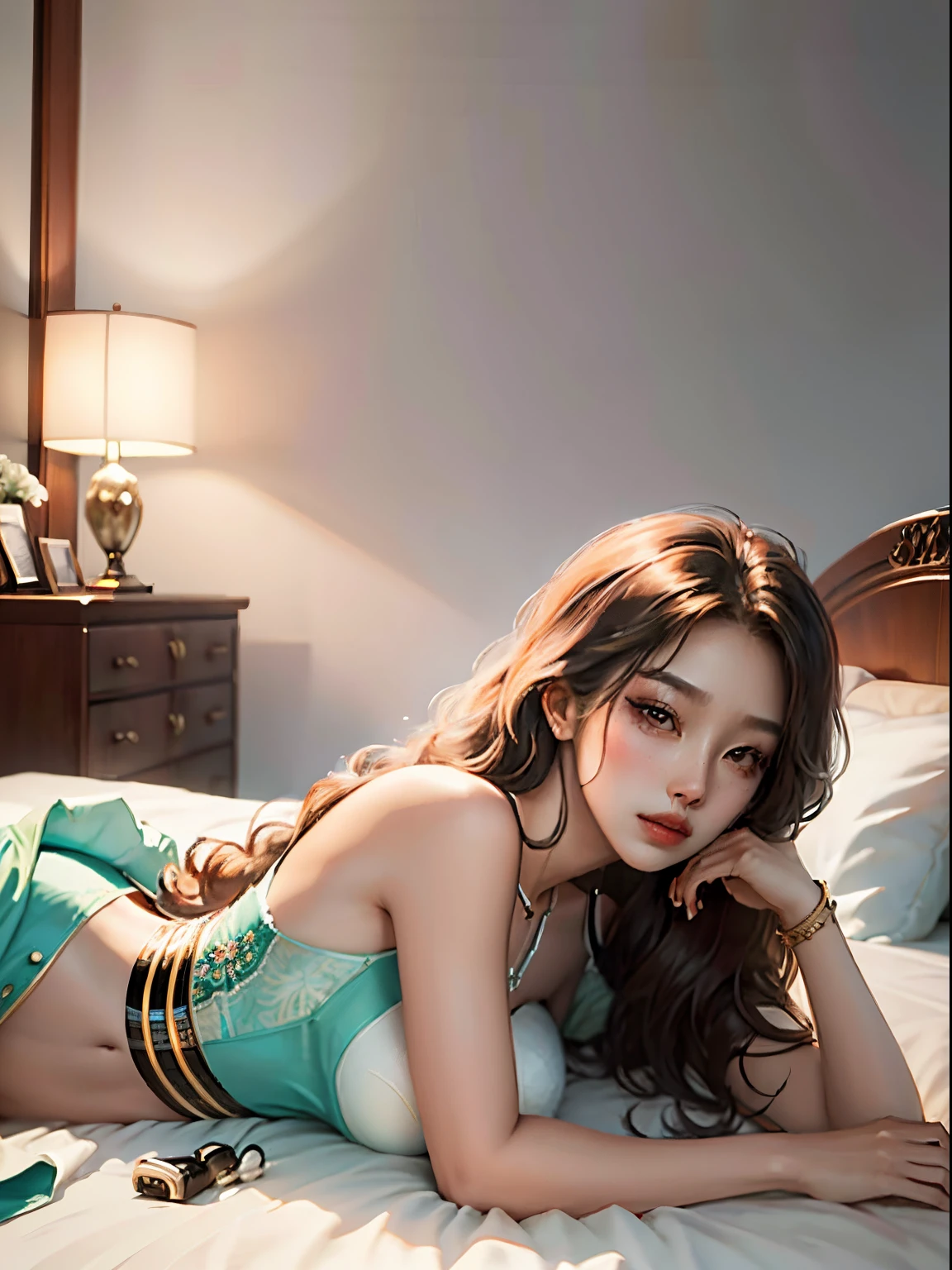 Beautuful Women,Raised sexy,比基尼,Lying on the bed