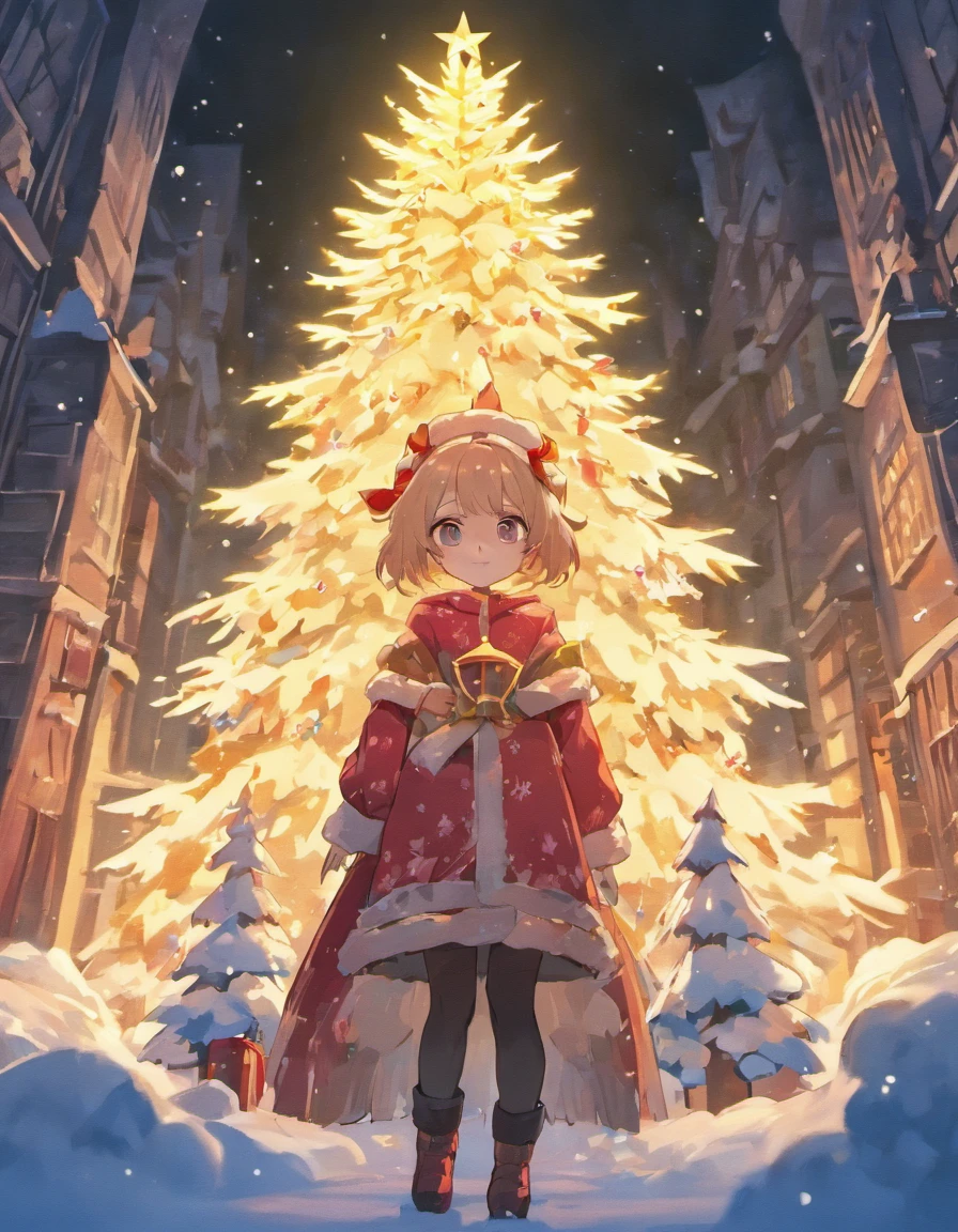 Christmas tree imitation and snow imitation inside the carton box