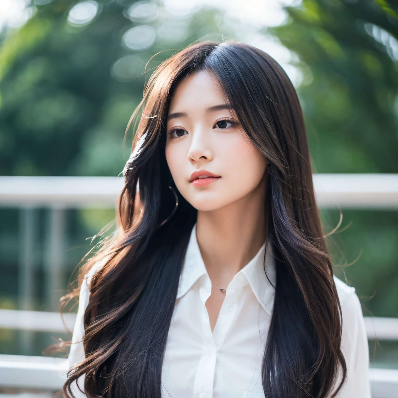 Beautiful slender person with long hair