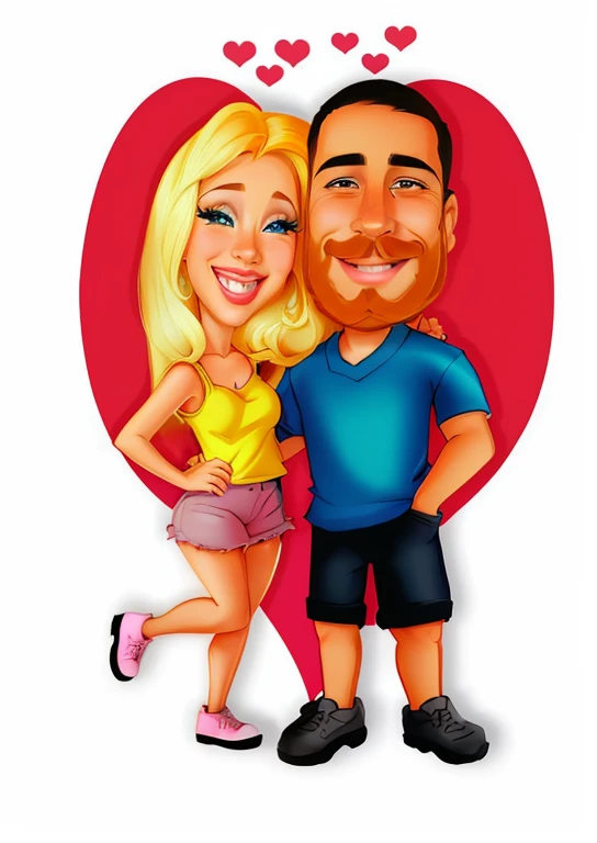 cartoon couple in love with heart, caricatural, in cartoon style, caricature illustration, retrato de casais, estilo caricatura, Cartoon style illustration, arte digital dos desenhos animados, arte dos desenhos animados, charicatura, retrato de casal, caricatura!!!, Casal feliz, desenho animado de arte digital, Homem e mulher apaixonados, Lovely couple, retrato dos desenhos animados, estilo de arte dos desenhos animados, arte dos desenhos animados