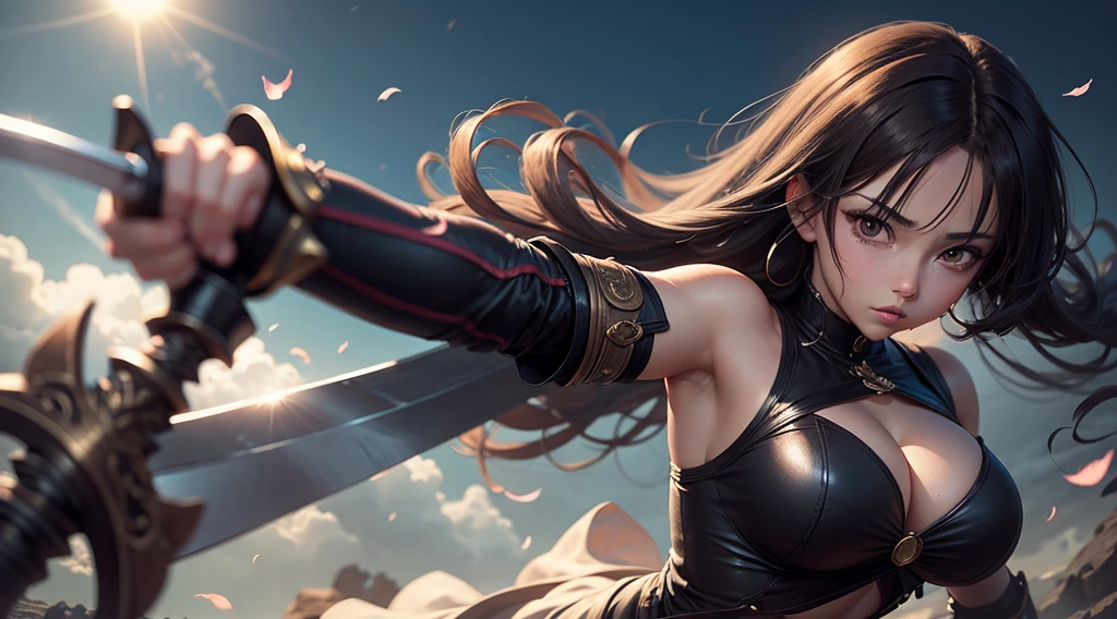 anime girl engaged in a swordfight
