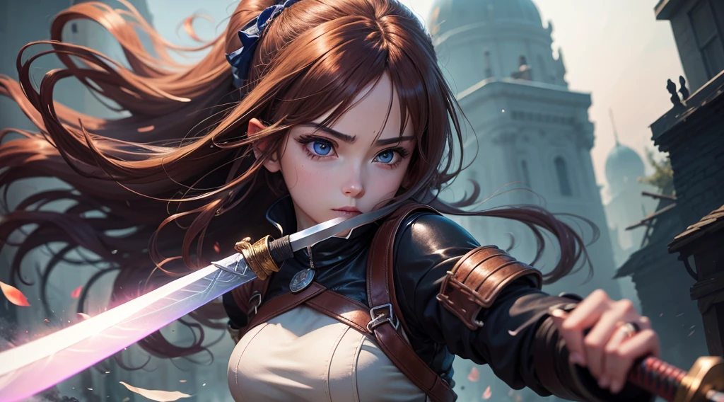 anime girl engaged in a swordfight