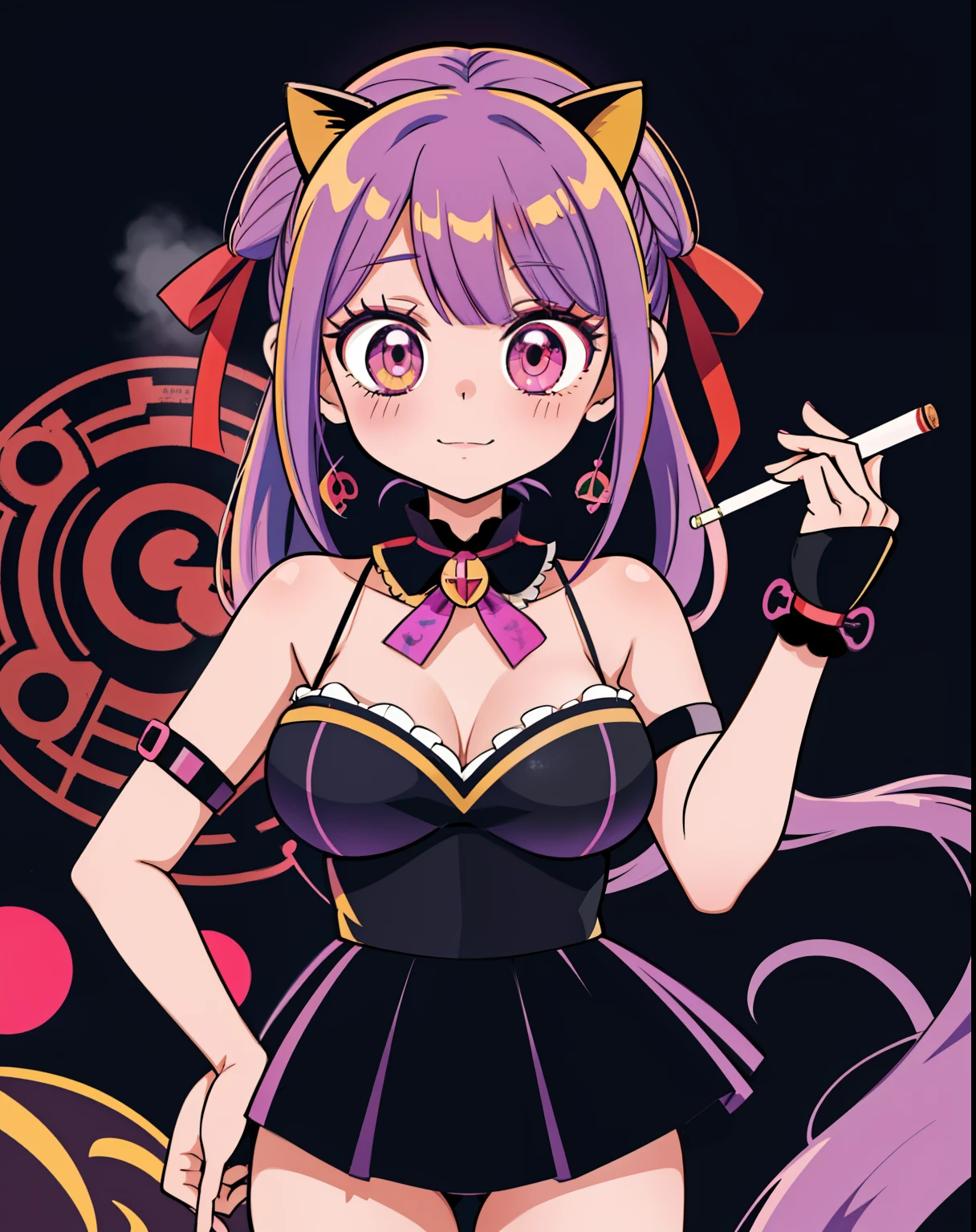 anime girl with purple hair and horns holding a cigarette, demon anime girl, shalltear from overlord, anime moe artstyle, ayaka genshin impact, anime goddess, anime monster girl, seductive anime girl, anime girl with cat ears, ayaka game genshin impact, mika kurai demon, marin kitagawa fanart, anime waifu, beautiful succubus