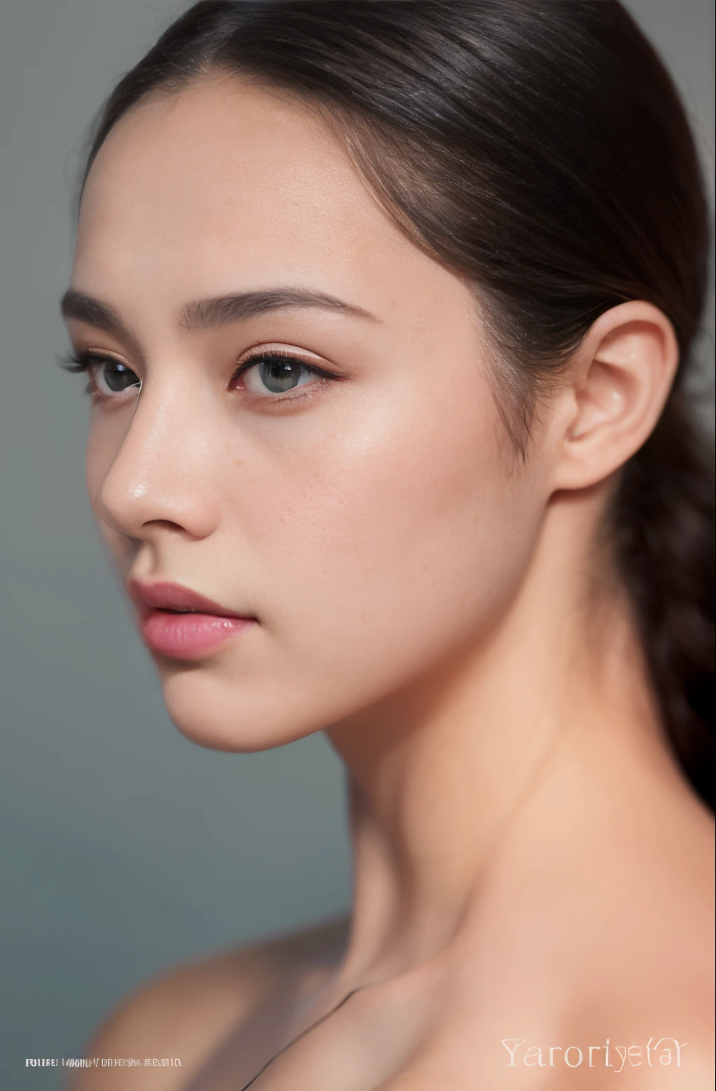 looking at the audience, light makeup, Realism, photo-hyper-realistic, Professional color correction, 10, F2.4 apertures, 35mm lens., realistic realistic face, Includes only the facial area..,Skincare style,Korean girl, 20 years old