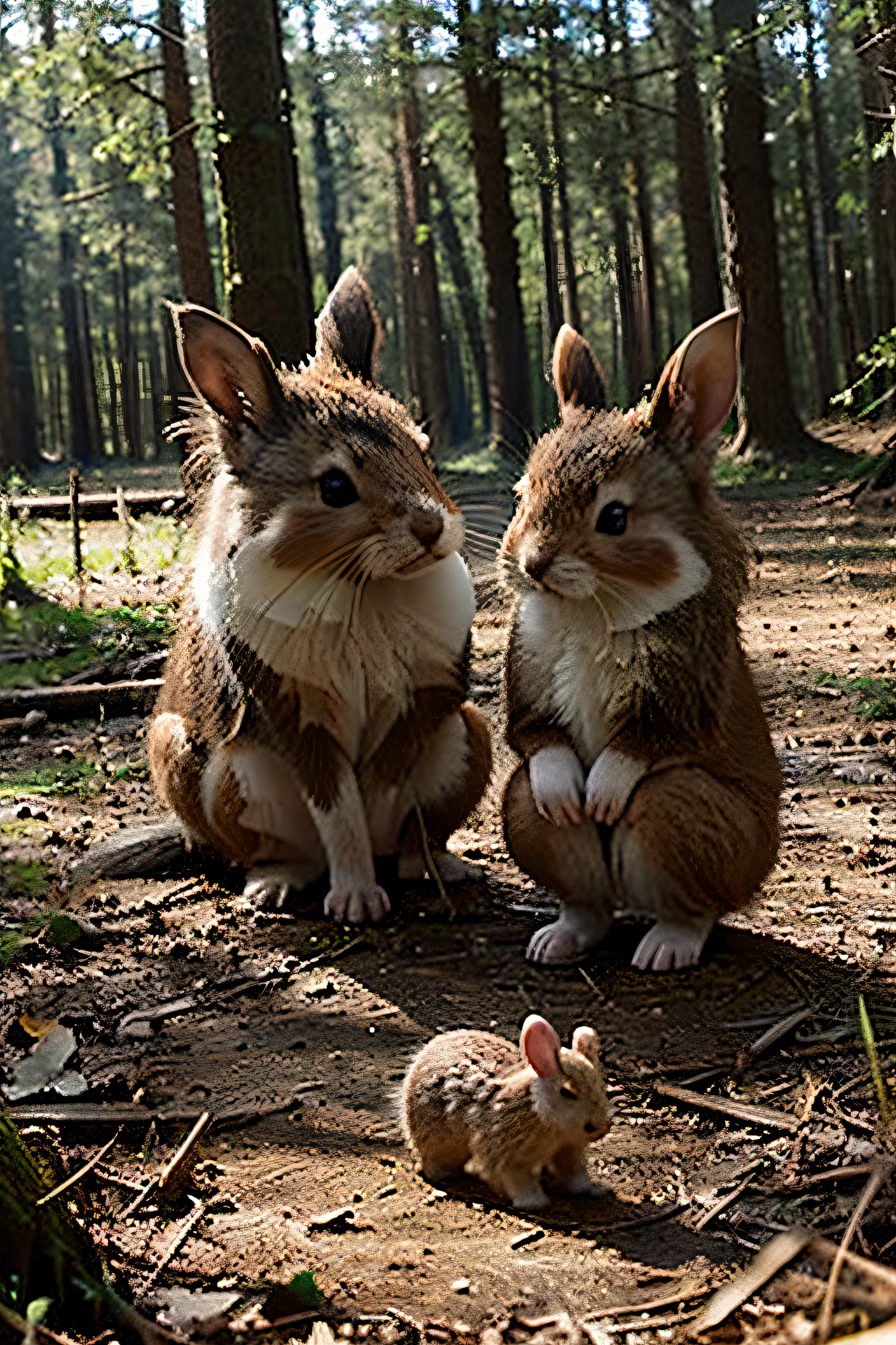 Fabulous, Sun, forest clearing a hedgehog and two bunnies are playing in it Cancellation by the system