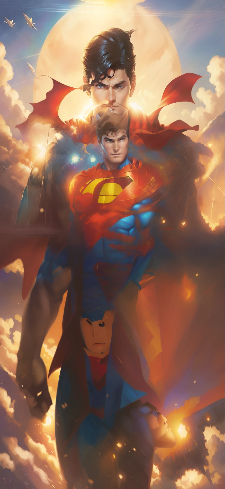 superman by david - o'connor, dc comics art style, artgerm and atey ghailan, extremely detailed artgerm, official art, artgerm comic, comic cover art, artgerm and ben lo, superman, artgerm jsc, ross tran 8 k, inspired by Jim Lee, by Ryan Yee, ross tran!!!