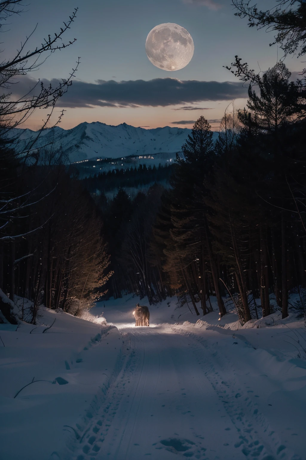 "Capture the essence of a wolf's journey beneath the silver glow of the moon, delving into the untamed wilderness and the heartbeat of the night."