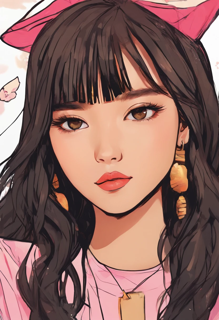 ILLUSTRACTION ACTOR/MODEL : Jennie Kim Black Pink | VABE : korean vibe | DETAILED : By embracing raw, unfiltered aesthetics that defy traditional design norms, this unique style is often characterized by minimalism, bold typography, and unconventional layouts, drawing inspiration from diverse sources such as Oil Style, digital art, 1990s anime style, Black Hair Bob, Japan beautiful girl, and the vibrant energy of 18-year-olds.