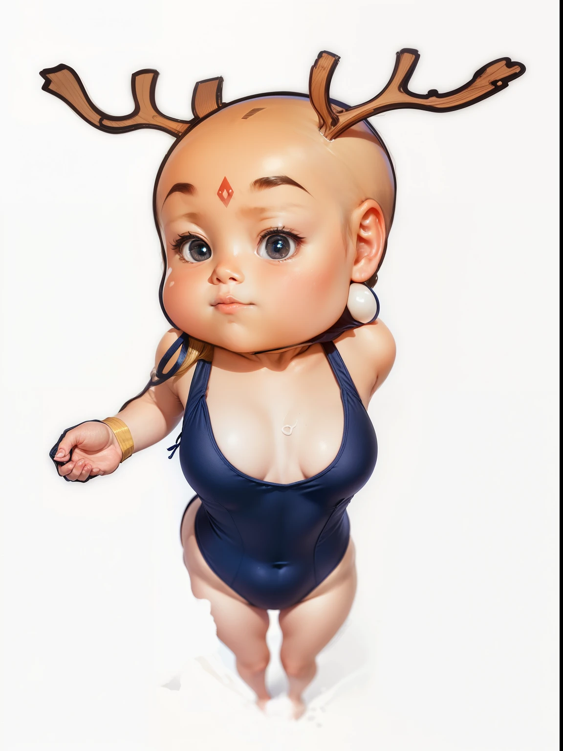 wearing a girl's swimsuit,Navy blue swimsuit,leotard