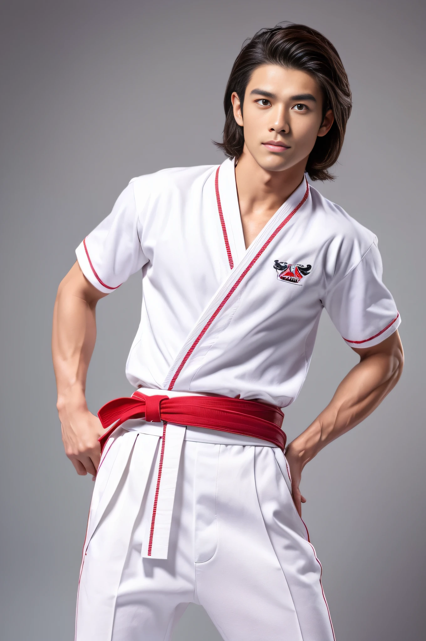Japanese man, handsome, long beautiful hair