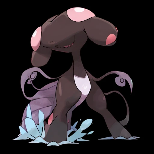 pkmn, water type, big eyes, eyes wide open, tail, big ears, tall, cute, scary, small, on two legs, on four legs, fluffy, small nose,